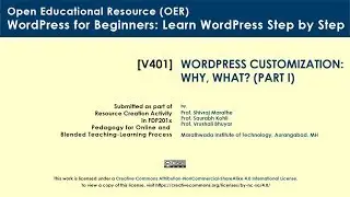 FDP201x OER V401 WordPress Customization: Why, What - Part I