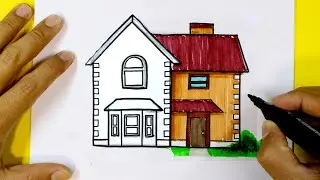 🟢 Como Dibujar una CASA de 2 Pisos - How to Draw a 2 story HOUSE - Easy Art