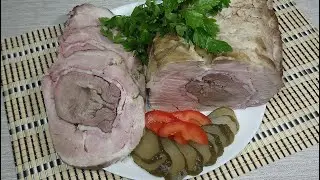 Мясной рулет из свинины с языком 