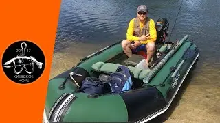 Testdriving inflatable keel boat for fishing AQUASTAR CAIMAN FFD C-360. Fishing on Desna river