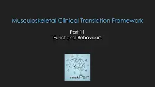 Musculoskeletal Clinical Translation Framework. Part 11: Functional Behaviours