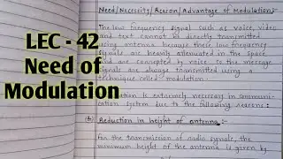 II Need of Modulation / Advantage of modulation in Detail II With Notes