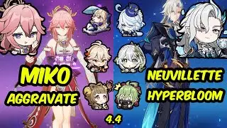 C0 Miko Aggravate and C0 Neuvilette Hyperbloom | Genshin Impact Spiral Abyss 4.4 Floor 12 Showcase
