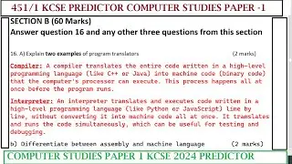 451/1 | KCSE 2024 Computer Studies | Paper 1 Predictor Series