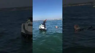 Deep water reboarding on a jet ski