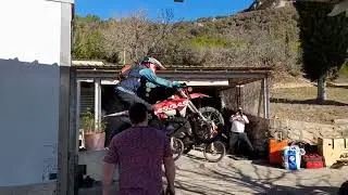 Jordo jumping  out the back of the van