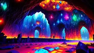 Free Stock Videos - fantasy magical large cave with colored gems and crystals on its walls all over