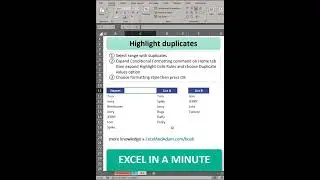 Excel in minute Highlight duplicates using conditional formatting