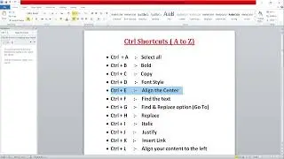 Computer A to Z Shortcut Keys | Ctrl a to z shortcut keys | Ctrl shortcut keys of computer