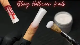 HOW TO: Bling Halloween Acrylic Nails | Step by Step Tutorial