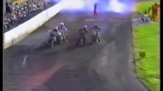 Alun Rossiter flying bike CRASH - 1990 Berwick Speedway Videos - vs Poole