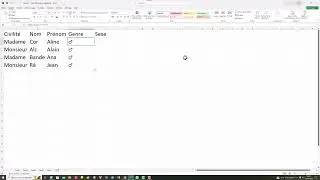 #Excel : Insérer l'émoticône du genre d'une personne et son genre en fonction de sa civilité