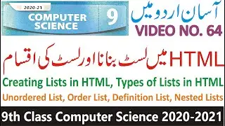 Creating Lists in HTML, Types of Lists in HTML, Unordered List, Order List, Definition List