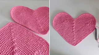 Сервировочная салфетка крючком из шнура Сердечко. Сердце крючком. Мастер - класс