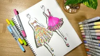 Drawing of summer  dresses fashion design /fashion illustration
