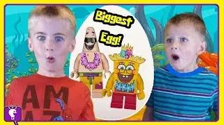 Giant SPONGEBOB LEGO Egg! Vintage Lego Bricks Play and Review by HobbyKidsTV