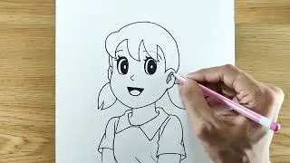 Miss Shizuka how to draw||Dorimon cartun step by step💟