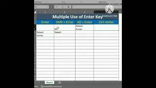 #exceltricks  #exceltips #exceltutorial | Enter Key Use | #Techzero2hero #excelshorts #msexcel