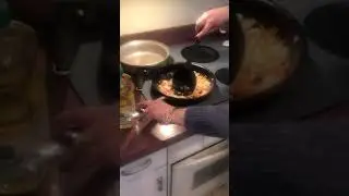 Stirring ingredients in the pan