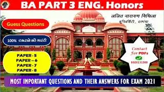 GUESS QUESTIONS FOR BA PART 3 ALL PAPERS LALIT NARAYAN MITHILA UNIVERSITY, DARBHANGA