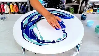 New Custom Blues! -- BIG Ocean Waves in NEW BLUES! - Acrylic Painting - Acrylic Pouring
