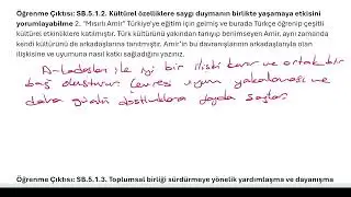 5.Sınıf Sosyal Bilgiler 1.Dönem 1.Yazılı