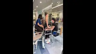 Anita working on her knee-locking, C5-C6 spinal cord injury