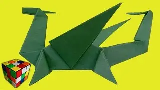 Origami Dragon. How to make a dragon of paper with your hands. Origami.