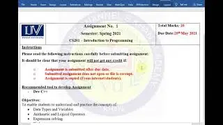 CS201 Assignment No.1 (2021) 100% correct solution with Explaination.