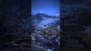 На рассвете зимой  в горах