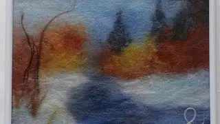 живопись шерстью  Зимний пейзаж  Часть 2
