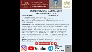 @todayjobupdates8454  Kendriya Vidyalaya Sangathan (KVS) | Various Vacancies |