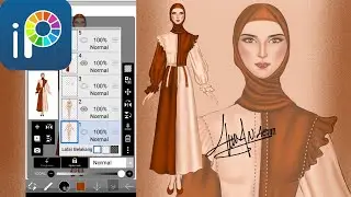 Membuat sketsa desain baju ready to wear di android dengan Ibis paint x || casual hijab look