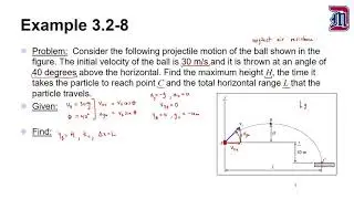 Conceptual Dynamics Example Problem 3.2-8: Projectile Motion