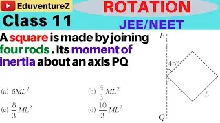 A square is made by joining four rods each of mass M and length L. Its moment of inertia about an ax