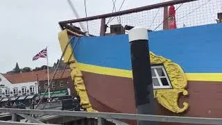 Visiting HMS Bark Endeavour (a replica) at Whitby, England.