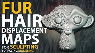 Using displacement maps in Blender 3D. Sculpting and modelling fur in Blender.