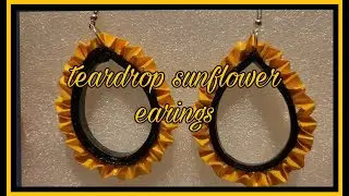 Quilted  Teardrop Sunflower  Earings #quilted jewellery  #papercraft #paper #paperart  #handmade