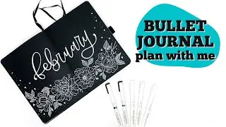 FEBRUARY 2021 BULLET JOURNAL SET UP | minimalist black and white floral theme in my Neapolitan book