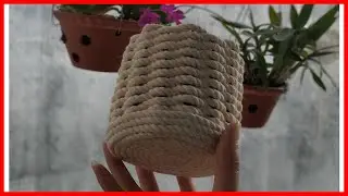 Qq. Handmade - Hướng dẫn làm lọ hoa từ dây thừng cotton | How to make flower vase from macrame wire