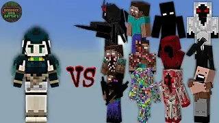 Nefer (Genshin Impact) vs Rehunter 1.2 Bosses | Minecraft Bedrock | Mob Battle 