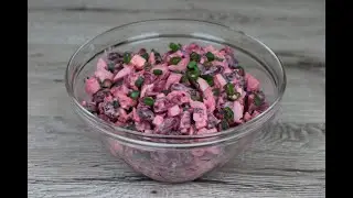 Салат с крабовыми палочками, свёклой и фасолью