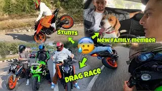 Drag race 🥵 || Duke 390 VS Kawasaki 6R || New Dog in the house ❤️‍🔥🫣 || stunts ❤️❤️‍🔥