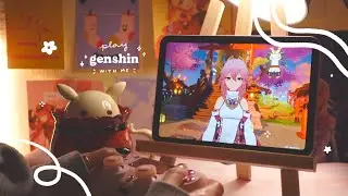 🌸 playing genshin late at night on a cozy lil' ipad setup | 1hr of gameplay ambience (jp dub) ✩