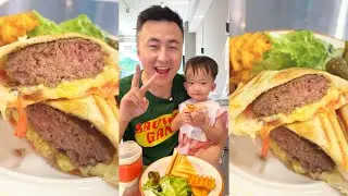 Eating With My Son, Chinese Brand American Breakfast, Beef Sandwiches