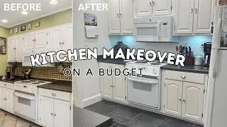 Small Kitchen Makeover on a Budget: DIY Painted Backsplash & Peel and Stick Floor Transformation