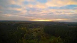 В лучах осеннего солнца над глубоким оврагом. Золото осени.