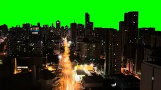 City at Night Time-lapse Green Screen 2k