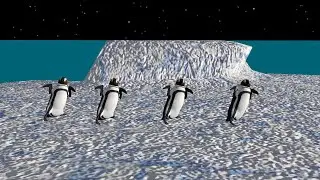 Penguins thriller dancing on an ice berg