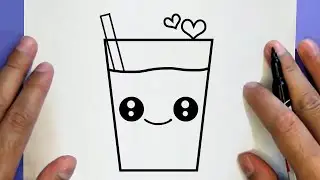HOW TO DRAW A CUTE JUICE GLASS, STEP BY STEP, DRAW Cute things